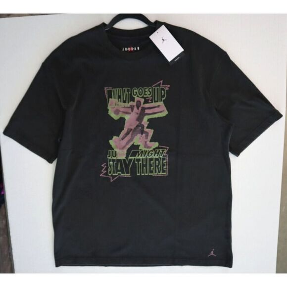 Air Jordan FD7208-010 Women's Sz M Black Heritage What Goes Up Oversized T-Shirt - Picture 7 of 9